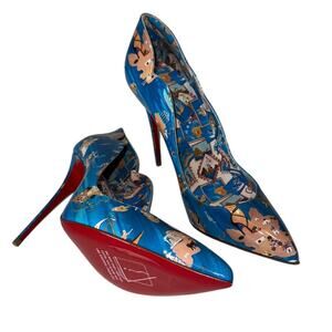 Christian Louboutin Hot Chick Odyssey Blue Multicolor Scalloped Heels Size 39